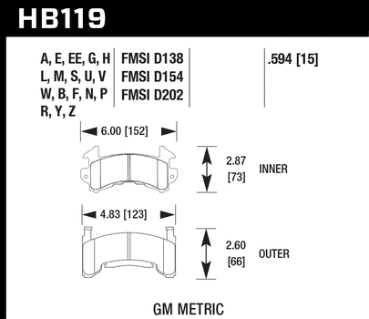 Hawk, Hawk Black Brake Pads Buick Century (1980-1981) Front Set HB119M.594