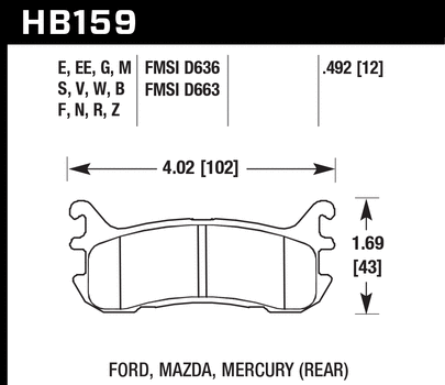 Hawk, Hawk Blue 9012 Racing Brake Pads Mazda Miata NA/NB 1.8L (1994-2005) Rear Set HB159E.492