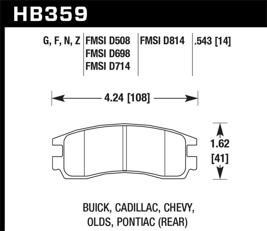 Hawk, Hawk HPS Brake Pads Chevy Venture (2002-2004) Rear Set HB359F.543