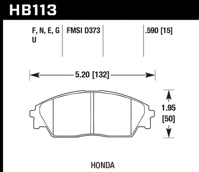 Hawk, Hawk HPS Brake Pads Honda Civic RT 4WD (88-91) Front Set HB113F.590