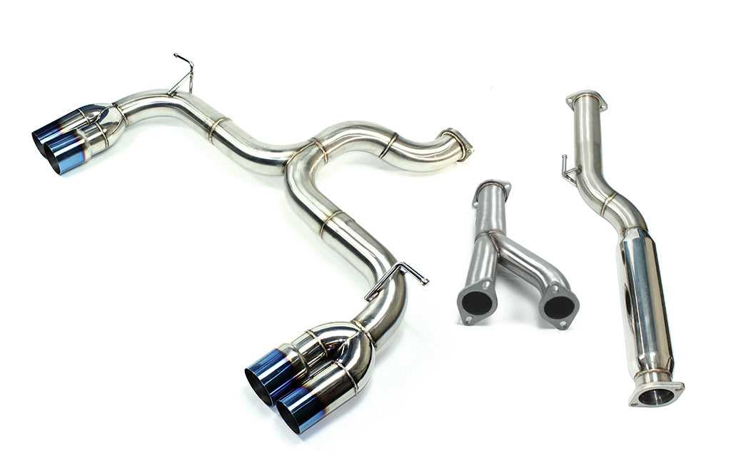 ISR Performance, ISR Exhaust Hyundai Genesis V6 (09-18) Muffler Delete w/ Burnt Blue Quad Tip